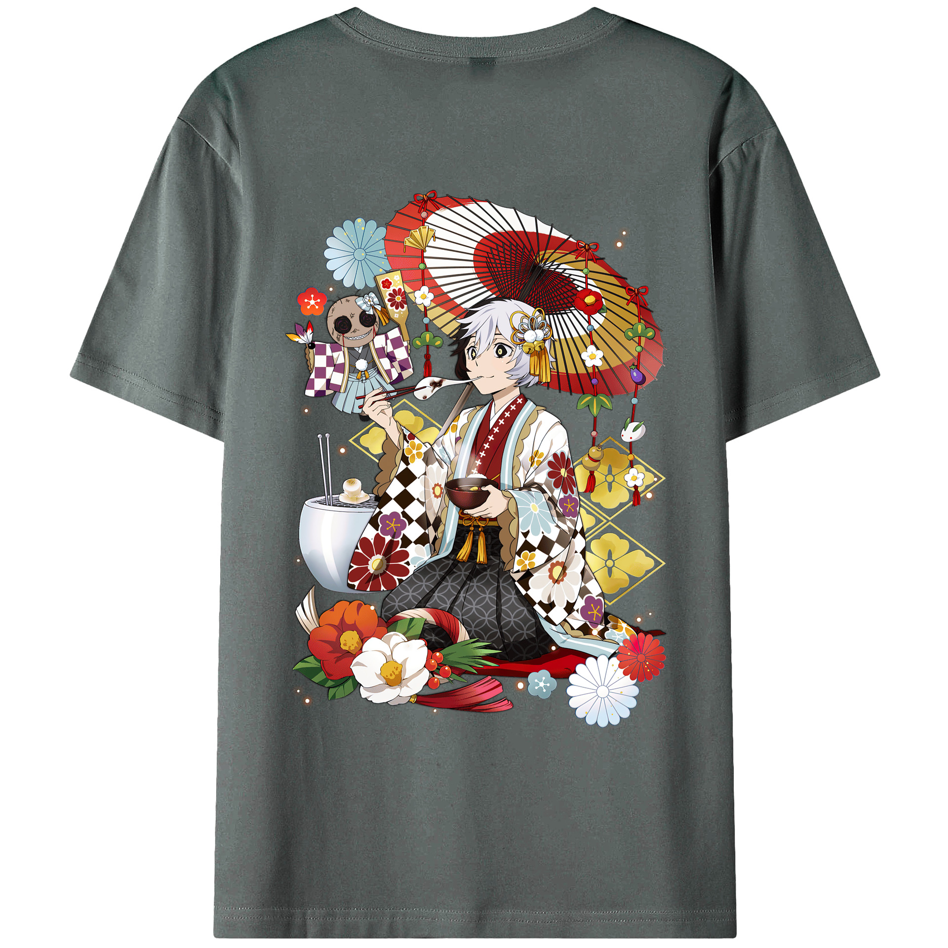 （画像用） 文豪ストレイドッグス Bungo Stray Dogs 綿100％ メンズ半袖Tシャツ（バックプリント） 通気性